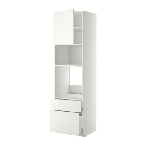 МЕТОД / МАКСИМЕРА Высок шкаф д/духовки/СВЧ/дверца/2ящ - белый, Хэггеби белый, 60x60x220 см