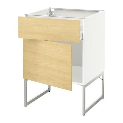 МЕТОД / МАКСИМЕРА Напольный шкаф с ящиком/дверью - 60x60x60 см, Тингсрид под березу, белый МЕТОД / МАКСИМЕРА Напольный шкаф с ящиком/дверью - 60x60x60 см, Тингсрид под березу, белый