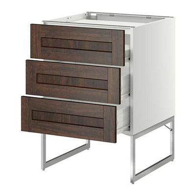 МЕТОД / ФОРВАРА Напольн шкаф/3фронт пнл/3ящика - 60x60x60 см, Эдсерум под дерево коричневый, белый МЕТОД / ФОРВАРА Напольн шкаф/3фронт пнл/3ящика - 60x60x60 см, Эдсерум под дерево коричневый, белый