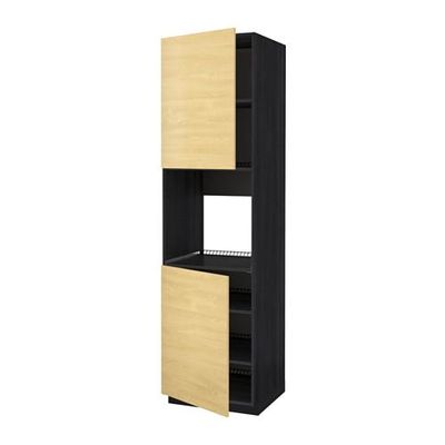 МЕТОД Высок шкаф д/духовки/2дверцы/полки - 60x60x220 см, под дерево черный, Тингсрид под березу
