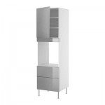 ФАКТУМ Высок шкаф д духов+дверь/2 ящика - Рубрик нержавеющ сталь, 60x211 см