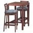 ЭПЛАРО Барный стол и 2 барных стула - Эпларо коричневая морилка/Иттерон синий