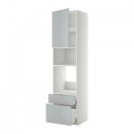 МЕТОД / МАКСИМЕРА Высок шкаф д/духовки/СВЧ/дверца/2ящ - 60x60x240 см, Веддинге серый, белый МЕТОД / МАКСИМЕРА Высок шкаф д/духовки/СВЧ/дверца/2ящ - 60x60x240 см, Веддинге серый, белый