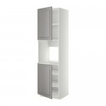 МЕТОД Высок шкаф д/духовки/2дверцы/полки - белый, Будбин серый, 60x60x220 см
