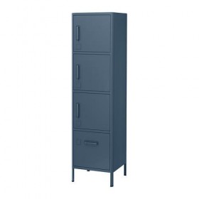 ИДОСЕН Высокий шкаф с ящиком и дверцами - синий