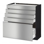 МЕТОД / МАКСИМЕРА Напольный шкаф с 5 ящиками - под дерево черный, Гревста нержавеющ сталь, 80x37 см МЕТОД / МАКСИМЕРА Напольный шкаф с 5 ящиками - под дерево черный, Гревста нержавеющ сталь, 80x37 см