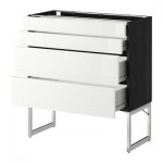 МЕТОД / ФОРВАРА Нплн шк 4 фронт/2 низк/2средн ящ - 80x37x60 см, Рингульт глянцевый белый, под дерево черный