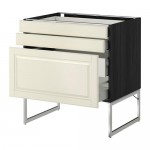 МЕТОД / МАКСИМЕРА Напольн шкаф 3фронт пнл/2низ/2ср ящ - под дерево черный, Будбин белый с оттенком, 80x60x60 см МЕТОД / МАКСИМЕРА Напольн шкаф 3фронт пнл/2низ/2ср ящ - под дерево черный, Будбин белый с оттенком, 80x60x60 см