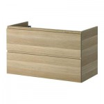 ГОДМОРГОН Шкаф для раковины с 2 ящ - дубовый шпон, беленый, 100x47x58 см