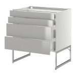 МЕТОД / ФОРВАРА Нплн шк 4 фронт/2 низк/2средн ящ - 80x60x60 см, Гревста нержавеющ сталь, белый МЕТОД / ФОРВАРА Нплн шк 4 фронт/2 низк/2средн ящ - 80x60x60 см, Гревста нержавеющ сталь, белый