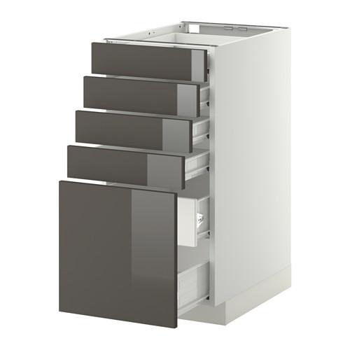 МЕТОД / ФОРВАРА Нплн шк 5фронт/4нзк/2срд ящ - белый, Рингульт глянцевый серый, 40x60 см