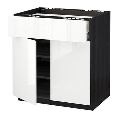 МЕТОД / ФОРВАРА Нплн шк д/врч пнл/ящ/плк/2дв - Рингульт глянцевый белый, под дерево черный МЕТОД / ФОРВАРА Нплн шк д/врч пнл/ящ/плк/2дв - Рингульт глянцевый белый, под дерево черный