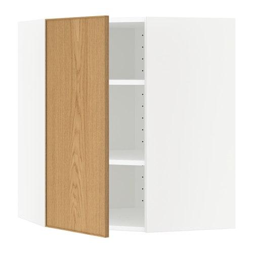 МЕТОД Угловой навесной шкаф с полками - белый, Экестад дуб, 68x80 см МЕТОД Угловой навесной шкаф с полками - белый, Экестад дуб, 68x80 см