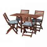 ÄPPLARÖ стол+4 складных стула, д/сада коричневая морилка/Иттерон синий