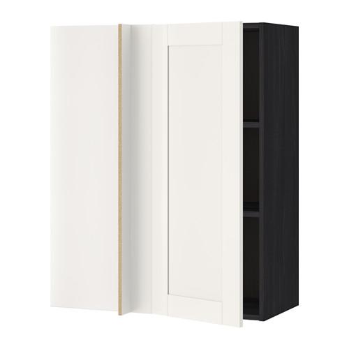 МЕТОД Угловой навесной шкаф с полками - под дерево черный, Сэведаль белый, 88x37x100 см МЕТОД Угловой навесной шкаф с полками - под дерево черный, Сэведаль белый, 88x37x100 см