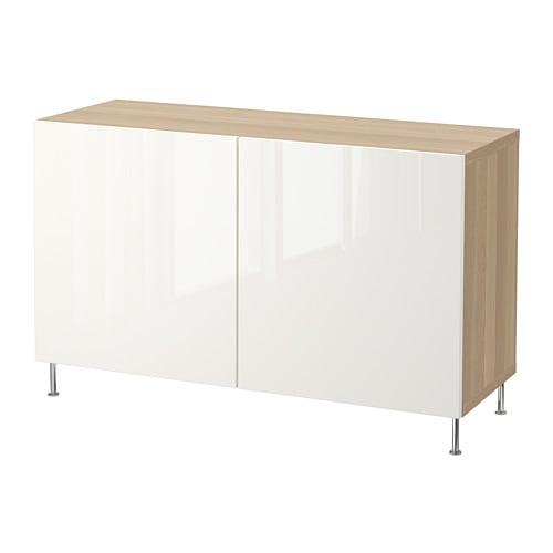 БЕСТО Комбинация для хранения с дверцами - под беленый дуб глянцевый/белый БЕСТО Комбинация для хранения с дверцами - под беленый дуб глянцевый/белый