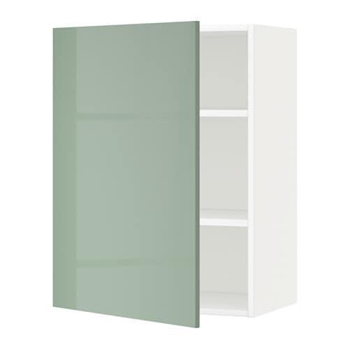 МЕТОД Шкаф навесной с полкой - белый, Калларп глянцевый светло-зеленый, 60x80 см