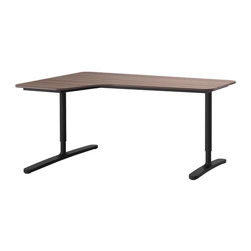 БЕКАНТ Углов письм стол левый - серый/черный