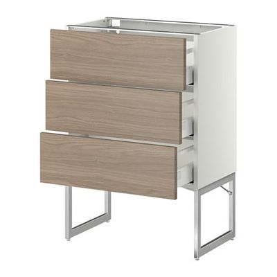 МЕТОД / МАКСИМЕРА Нплн шк 3 фрнт/3 средн ящика - 60x37x60 см, Брокхульт под грецкий орех светло-серый, белый МЕТОД / МАКСИМЕРА Нплн шк 3 фрнт/3 средн ящика - 60x37x60 см, Брокхульт под грецкий орех светло-серый, белый