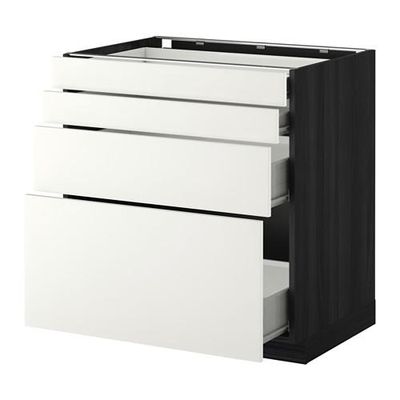МЕТОД / ФОРВАРА Напольн шкаф 4 фронт панели/4 ящика - 80x60 см, Хэггеби белый, под дерево черный МЕТОД / ФОРВАРА Напольн шкаф 4 фронт панели/4 ящика - 80x60 см, Хэггеби белый, под дерево черный