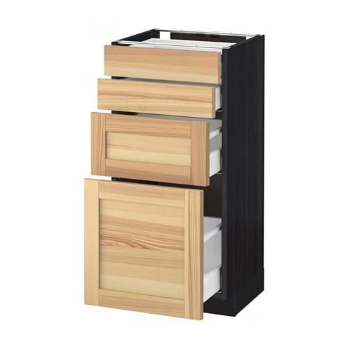 МЕТОД / МАКСИМЕРА Напольн шкаф 4 фронт панели/4 ящика - под дерево черный, Торхэмн естественный ясень, 40x37 см МЕТОД / МАКСИМЕРА Напольн шкаф 4 фронт панели/4 ящика - под дерево черный, Торхэмн естественный ясень, 40x37 см