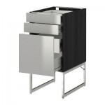 МЕТОД / ФОРВАРА Напольн шкаф 3фронт пнл/2низ/2ср ящ - 40x60x60 см, Гревста нержавеющ сталь, под дерево черный МЕТОД / ФОРВАРА Напольн шкаф 3фронт пнл/2низ/2ср ящ - 40x60x60 см, Гревста нержавеющ сталь, под дерево черный