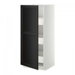 МЕТОД / МАКСИМЕРА Высокий шкаф с ящиками - 60x60x140 см, Лаксарби черно-коричневый, белый