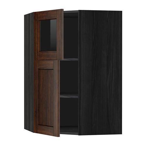МЕТОД Угл навесн шкаф+полки/1дв/1 стек дв - под дерево черный, Эдсерум под дерево коричневый МЕТОД Угл навесн шкаф+полки/1дв/1 стек дв - под дерево черный, Эдсерум под дерево коричневый