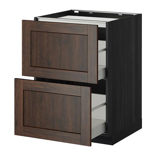 МЕТОД / МАКСИМЕРА Напольн шкаф/2фронт пнл/3ящика - под дерево черный, Эдсерум под дерево коричневый, 60x60 см МЕТОД / МАКСИМЕРА Напольн шкаф/2фронт пнл/3ящика - под дерево черный, Эдсерум под дерево коричневый, 60x60 см