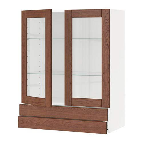 МЕТОД / МАКСИМЕРА Навесной шкаф/2 стек дв/2 ящика - белый, Филипстад коричневый, 80x100 см МЕТОД / МАКСИМЕРА Навесной шкаф/2 стек дв/2 ящика - белый, Филипстад коричневый, 80x100 см