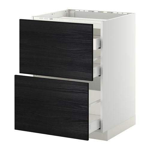 МЕТОД / МАКСИМЕРА Напольн шкаф/2 фронт пнл/3 ящика - белый, Тингсрид под дерево черный, 60x60 см МЕТОД / МАКСИМЕРА Напольн шкаф/2 фронт пнл/3 ящика - белый, Тингсрид под дерево черный, 60x60 см