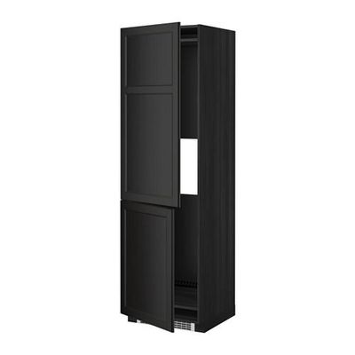 МЕТОД Выс шкаф д/холодильн или морозильн - 60x60x200 см, Лаксарби черно-коричневый, под дерево черный