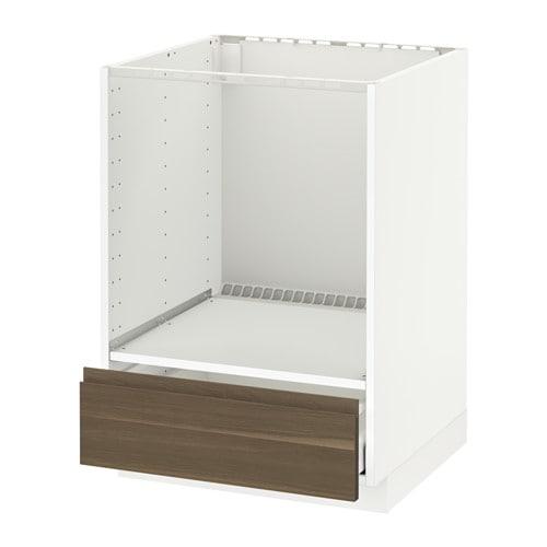 МЕТОД / МАКСИМЕРА Напольный шкаф д/духовки, с ящиком - белый, Воксторп под грецкий орех