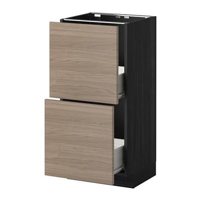 МЕТОД / ФОРВАРА Напольный шкаф с 2 ящиками - 40x37 см, Брокхульт под грецкий орех светло-серый, под дерево черный МЕТОД / ФОРВАРА Напольный шкаф с 2 ящиками - 40x37 см, Брокхульт под грецкий орех светло-серый, под дерево черный