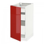 МЕТОД / МАКСИМЕРА Напольный шкаф с 1двр/3ящ - 40x60 см, Рингульт глянцевый красный, белый МЕТОД / МАКСИМЕРА Напольный шкаф с 1двр/3ящ - 40x60 см, Рингульт глянцевый красный, белый