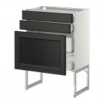 МЕТОД / МАКСИМЕРА Напольн шкаф 3фронт пнл/2низ/2ср ящ - 60x37x60 см, Лаксарби черно-коричневый, белый