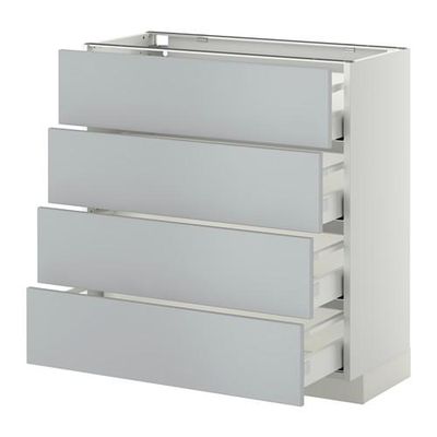 МЕТОД / МАКСИМЕРА Напольн шкаф 4 фронт панели/4 ящика - 80x37 см, Веддинге серый, белый МЕТОД / МАКСИМЕРА Напольн шкаф 4 фронт панели/4 ящика - 80x37 см, Веддинге серый, белый