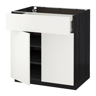МЕТОД / ФОРВАРА Напольный шкаф+ящик/2дверцы - 80x60 см, Хэггеби белый, под дерево черный МЕТОД / ФОРВАРА Напольный шкаф+ящик/2дверцы - 80x60 см, Хэггеби белый, под дерево черный