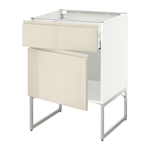 МЕТОД / МАКСИМЕРА Напольный шкаф с ящиком/дверью - белый, Воксторп глянцевый светло-бежевый, 60x60x60 см МЕТОД / МАКСИМЕРА Напольный шкаф с ящиком/дверью - белый, Воксторп глянцевый светло-бежевый, 60x60x60 см