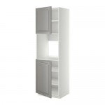 МЕТОД Высок шкаф д/духовки/2дверцы/полки - белый, Будбин серый, 60x60x200 см
