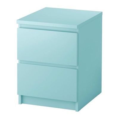 МАЛЬМ Комод с 2 ящиками - светлая бирюза