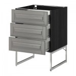 МЕТОД / ФОРВАРА Нплн шк 3 фрнт/3 средн ящика - 60x60x60 см, Будбин серый, под дерево черный МЕТОД / ФОРВАРА Нплн шк 3 фрнт/3 средн ящика - 60x60x60 см, Будбин серый, под дерево черный