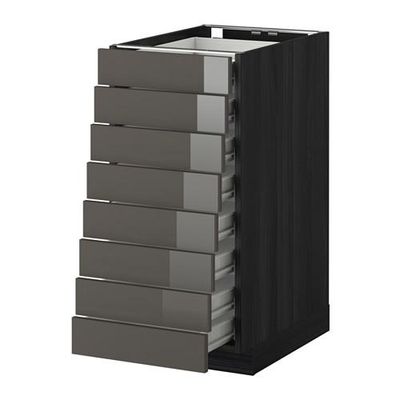 МЕТОД / ФОРВАРА Наполн шкаф 8 фронт/8 низк ящиков - 40x60 см, Рингульт глянцевый серый, под дерево черный МЕТОД / ФОРВАРА Наполн шкаф 8 фронт/8 низк ящиков - 40x60 см, Рингульт глянцевый серый, под дерево черный