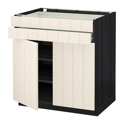 МЕТОД / ФОРВАРА Напольный шкаф/2дверцы/2ящика - Хитарп белый с оттенком, под дерево черный