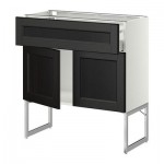 МЕТОД / МАКСИМЕРА Напол шкаф/полки/ящик/2двери - 80x37x60 см, Лаксарби черно-коричневый, белый МЕТОД / МАКСИМЕРА Напол шкаф/полки/ящик/2двери - 80x37x60 см, Лаксарби черно-коричневый, белый