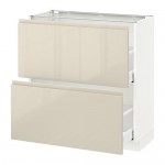 МЕТОД / МАКСИМЕРА Напольный шкаф с 2 ящиками - белый, Воксторп глянцевый светло-бежевый, 80x37 см МЕТОД / МАКСИМЕРА Напольный шкаф с 2 ящиками - белый, Воксторп глянцевый светло-бежевый, 80x37 см