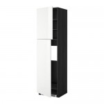METOD высокий шкаф д/холодильника/2дверцы черный/Рингульт белый 60x60x220 см