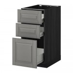 МЕТОД / ФОРВАРА Напольн шкаф 3фрнт пнл/2низк/1ср ящ - под дерево черный, Будбин серый, 40x60 см