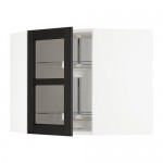 МЕТОД Углов навесн шк с врщ скц/сткл дв - белый, Лерх черная морилка, 68x60 см МЕТОД Углов навесн шк с врщ скц/сткл дв - белый, Лерх черная морилка, 68x60 см