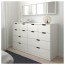 НОРДЛИ Комод с 12 ящиками - белый